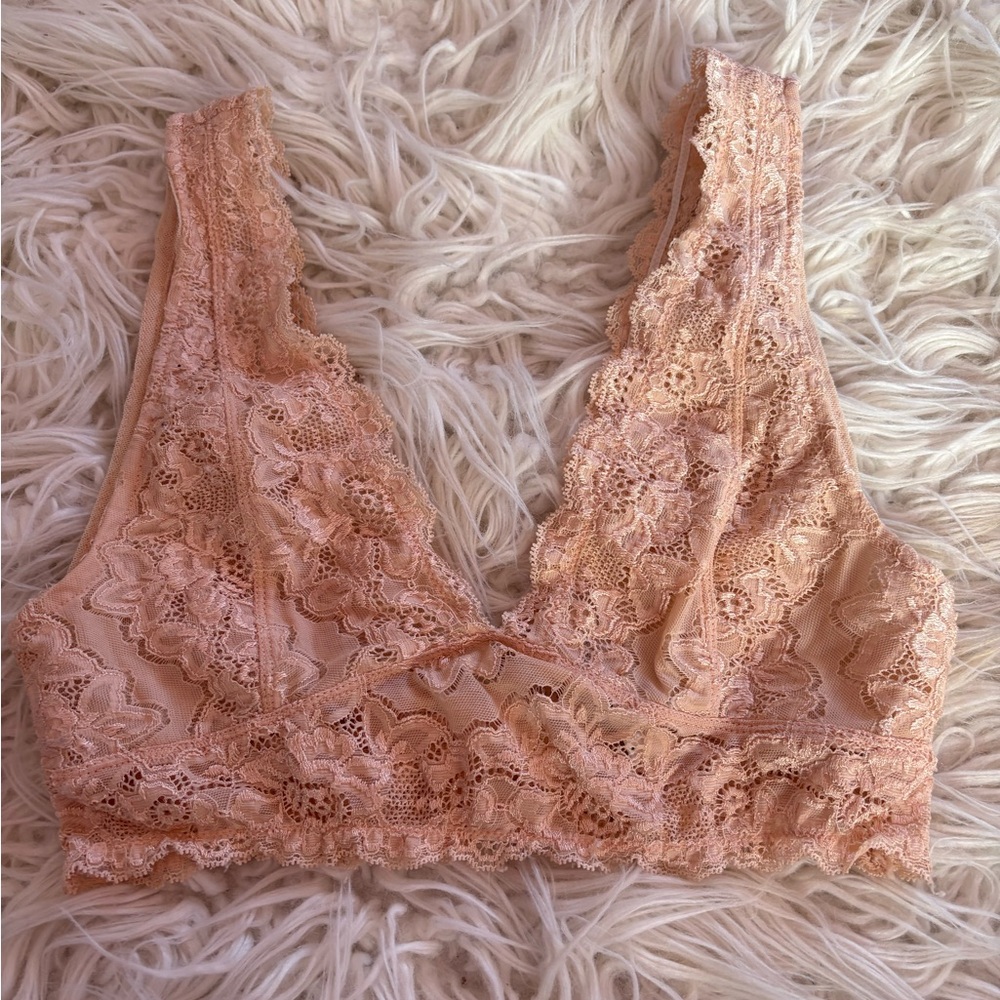 Paxton Peach Floral Lace Bralette Size Medium Boho Festival